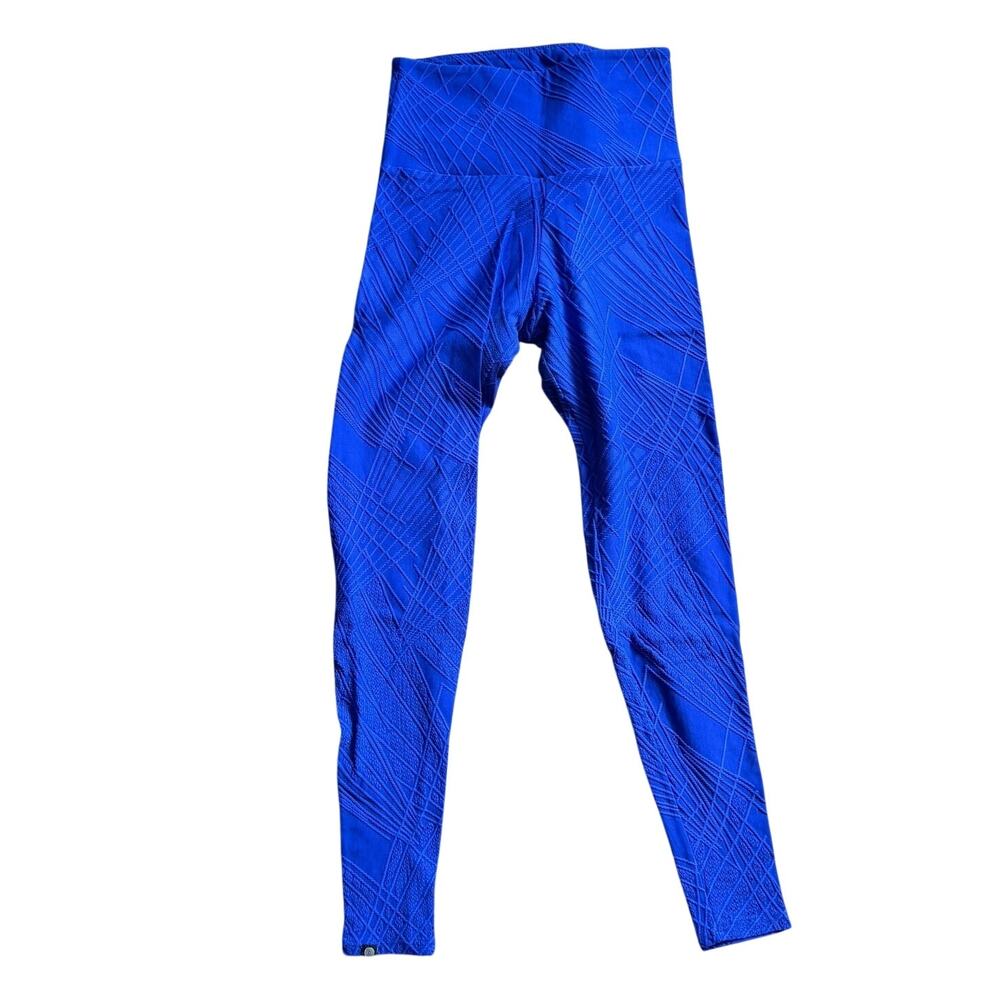 Onzie Blue Textured Print Full Length Leggings XS Yoga Activewear